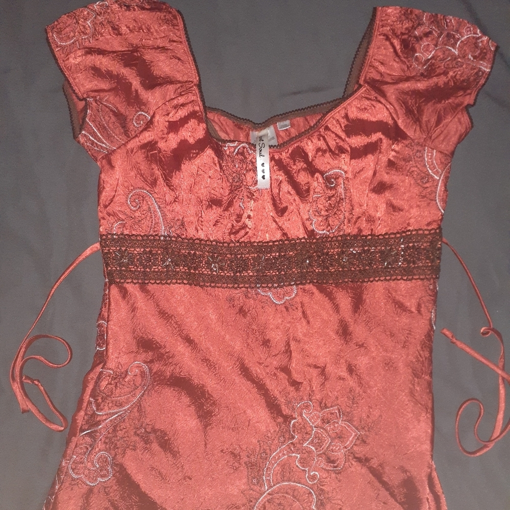 Heart & Soul Red Shiny dressy blouse